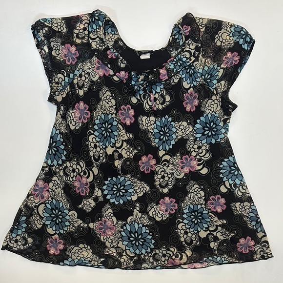 Perseption Floral Blouse Women’s Sz 18/20 Flowy Ruffle Summer - Picture 1 of 5